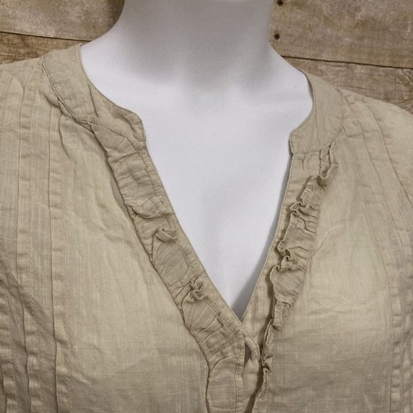 Avenue Size 18 20 Blouse The Magnolia Light Yellow Cotton Ruffled Button Front - Picture 5 of 11